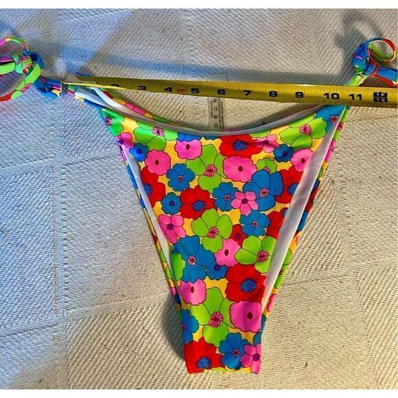 SHEIN Colorful Floral Print String Bikini Tie Bottoms Swimwear Sz Medium NWOT - Picture 5 of 6